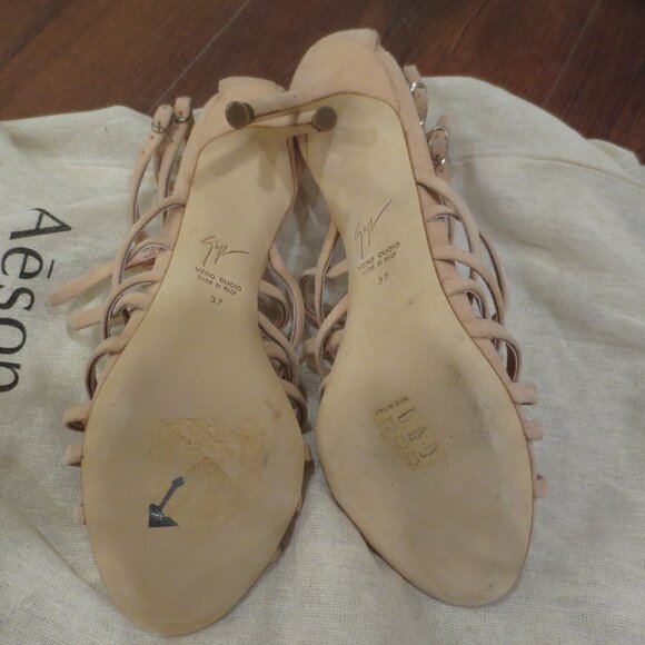 NNB GIUSEPPE ZANOTTI Pink Suede High Heel Sandals - Picture 6 of 8